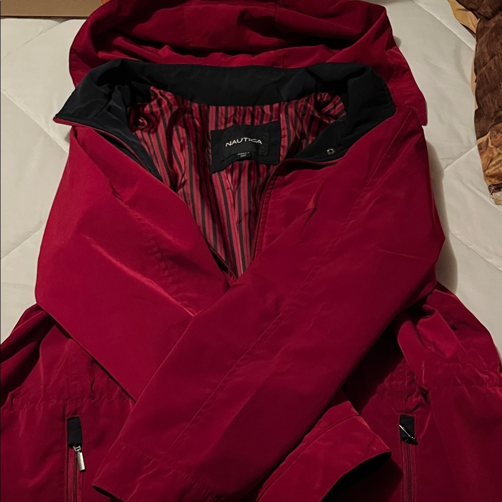 Nautica Crimson and Navy Hooded Jacket (rain)